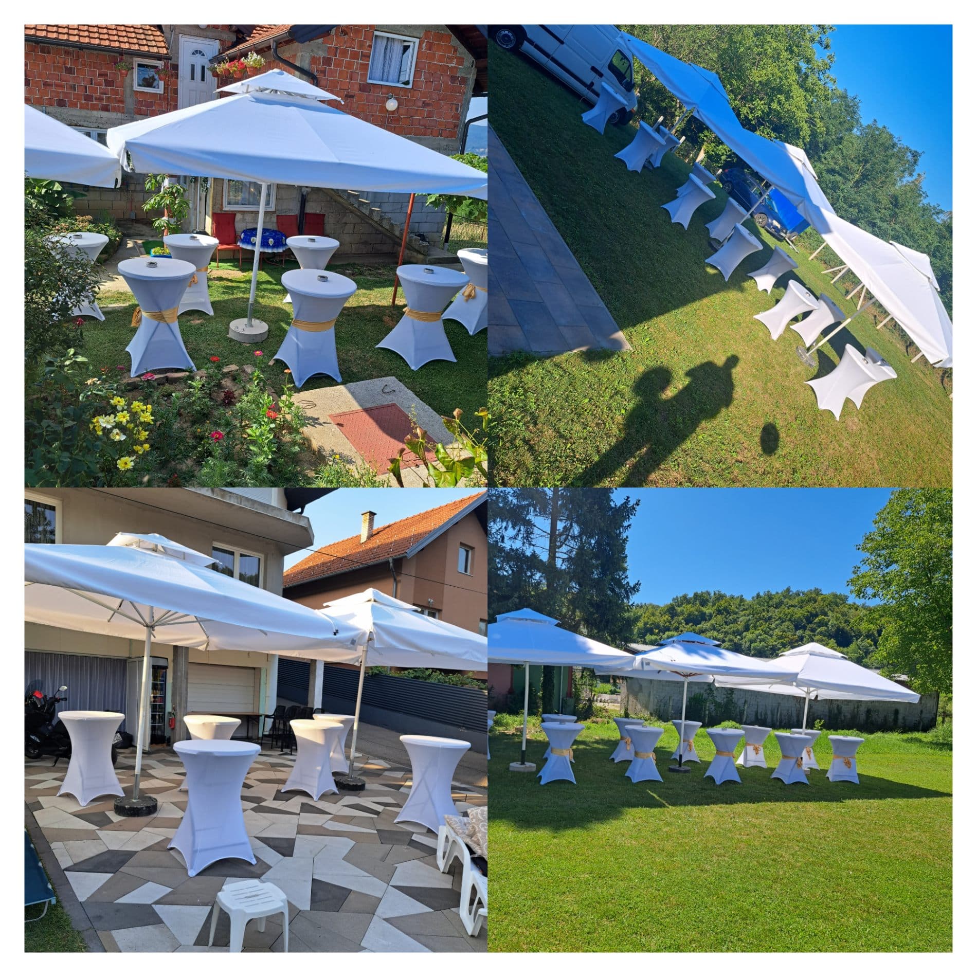 Iznajmljivanje visećih stolova, bijelih suncobrana, hladnjača, usluge konobara fotografija 4