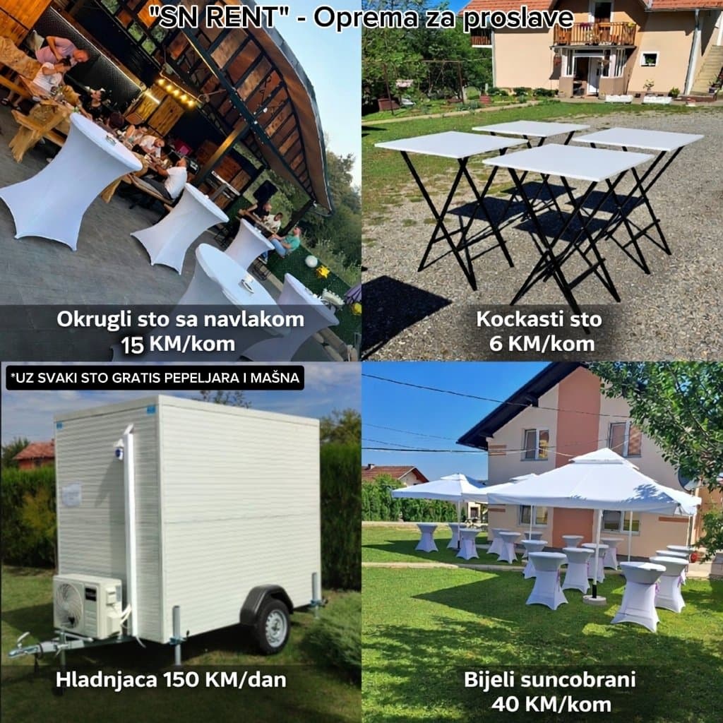 Iznajmljivanje visećih stolova, bijelih suncobrana, hladnjača, usluge konobara 9