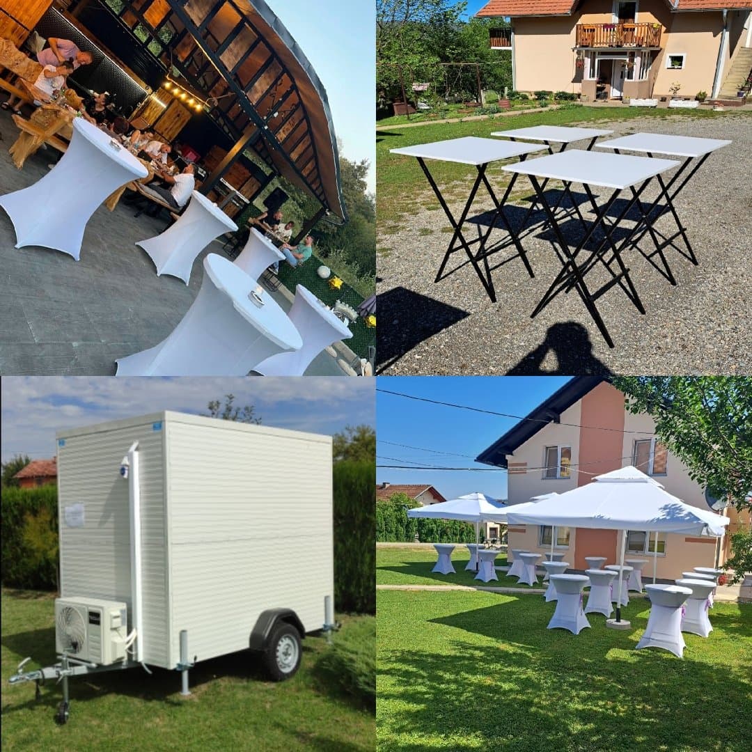 Iznajmljivanje visećih stolova, bijelih suncobrana, hladnjača, usluge konobara 8